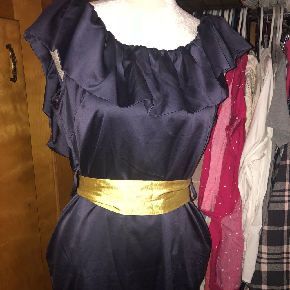 Purple and Gold Ruffle Dress